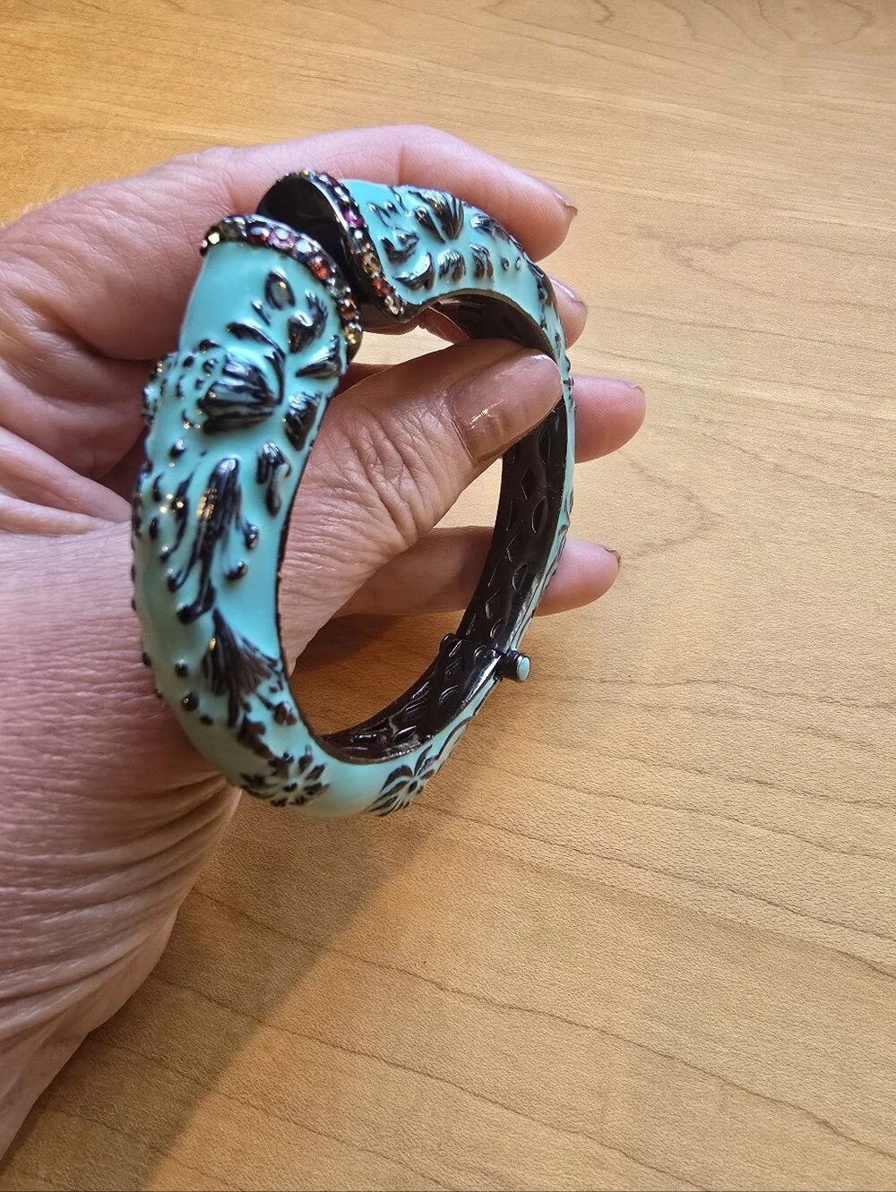 MCL Design By Matthew Campbell Laurenza Floral Hinged Sterling Bangle Bracelet - Picture 1 of 5